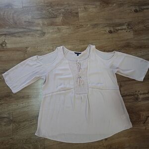 Signature Studio Cream Cold Shoulder Blouse